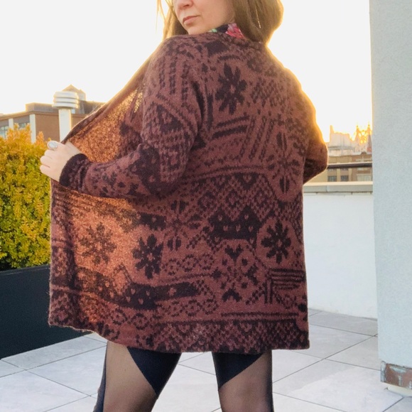 Gerry Weber Edition Ditsy Duster Wool Northern Pattern Long Coat Cardigan - Picture 5 of 15